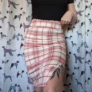 Voodoo Vixen Pink Plaid Midi Skirt